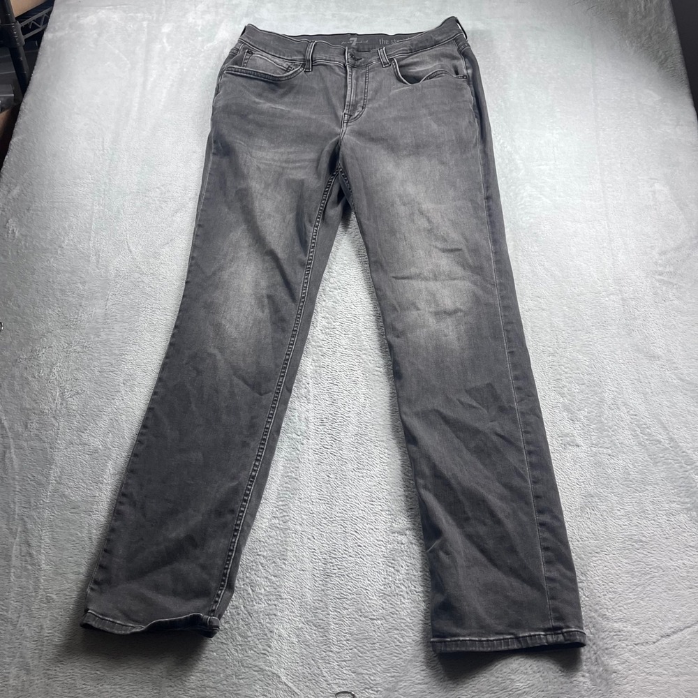 7 For All Mankind The Straight Mens Grey Faded Denim Jeans‎ Size 32